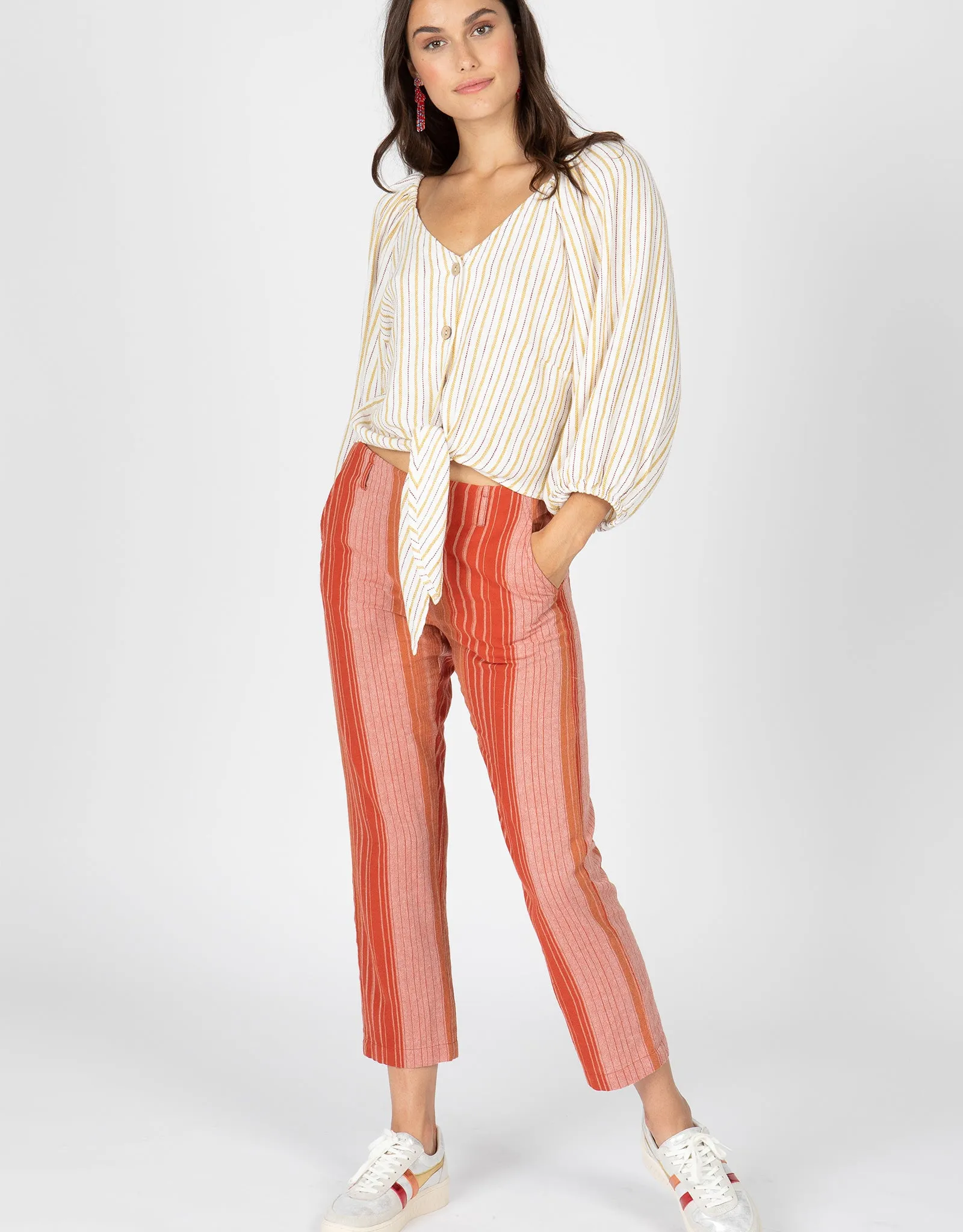 Stripe Trouser With Braided Belt