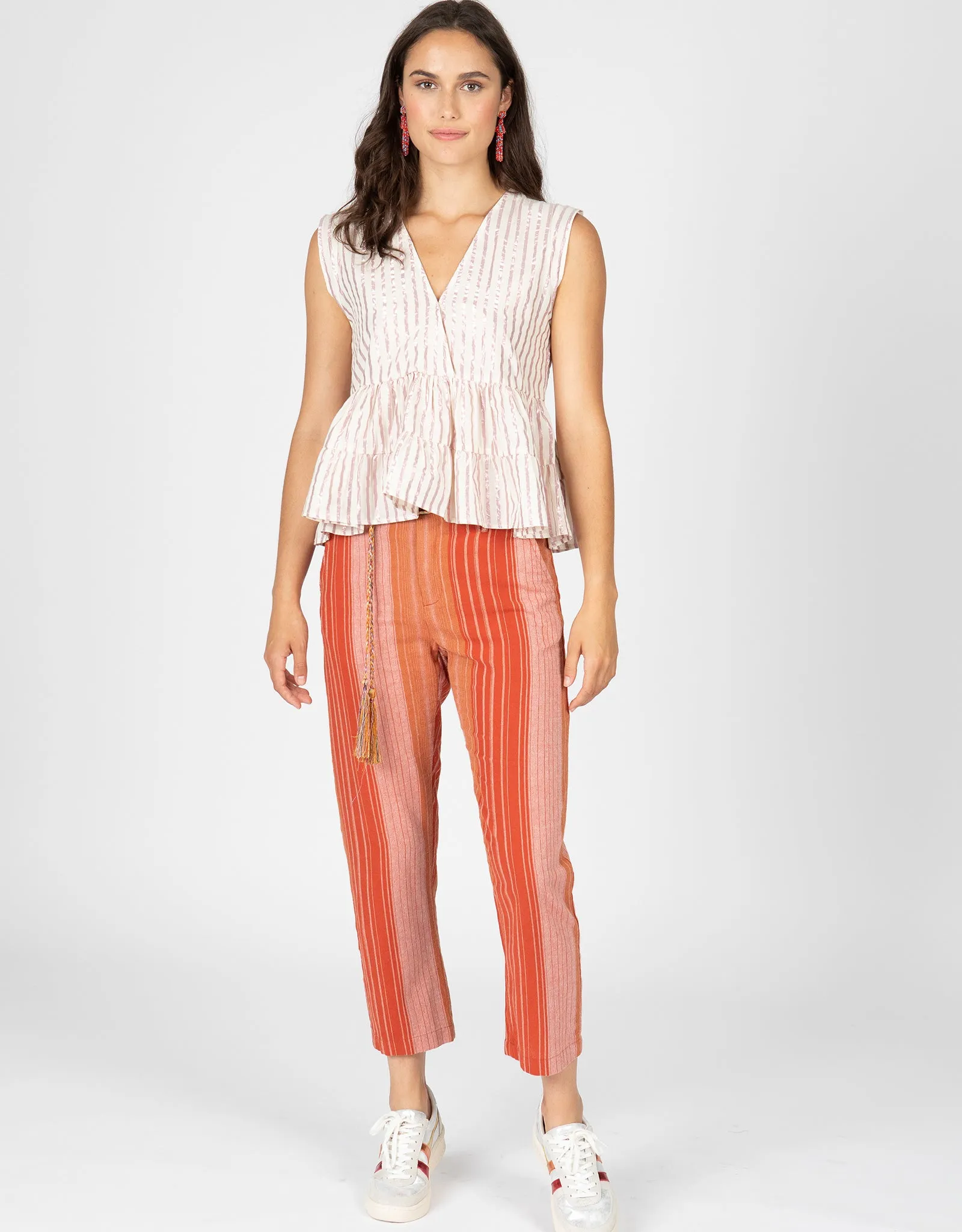 Stripe Trouser With Braided Belt
