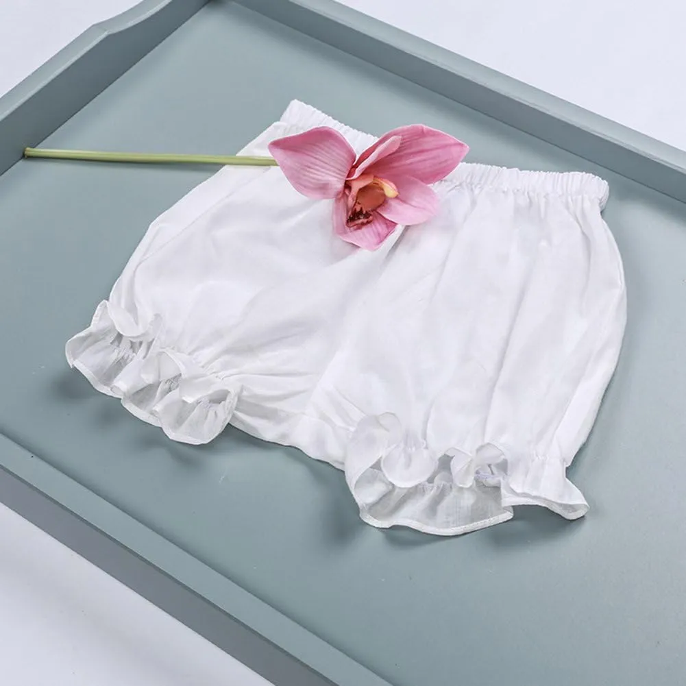 Summer 100% Cotton Girls Shorts White Lace Safety Pants Breathable and Comfortable