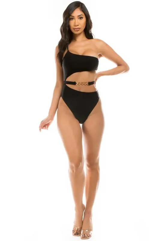 Swimwear - Chic Belt One-Piece