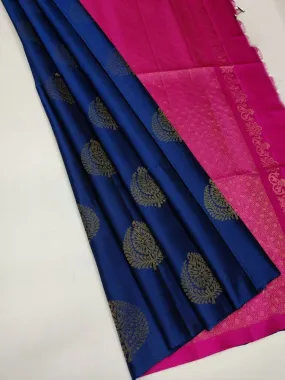 Symmetrical Royal Blue Soft Silk Saree With Opulent Blouse Piece