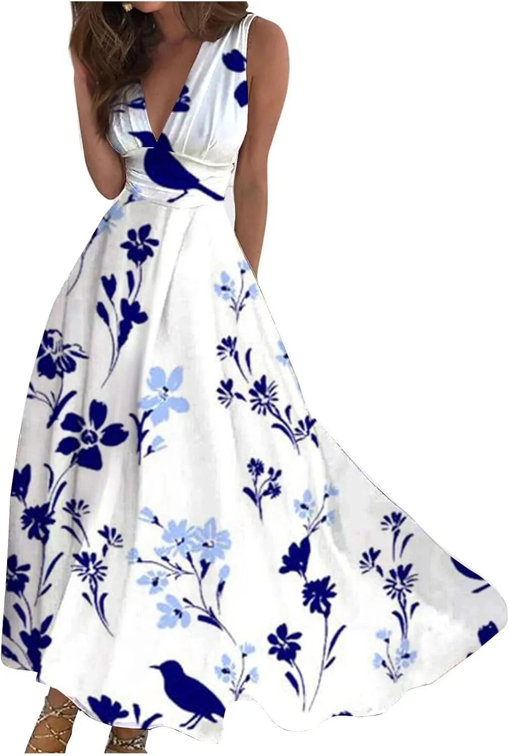 Tea Party Dresses for Woman Maxi V-Neck Stylish Flowy Easter Dresses Friends' Gathering Romantic Summer Dresses 2025 Vacation