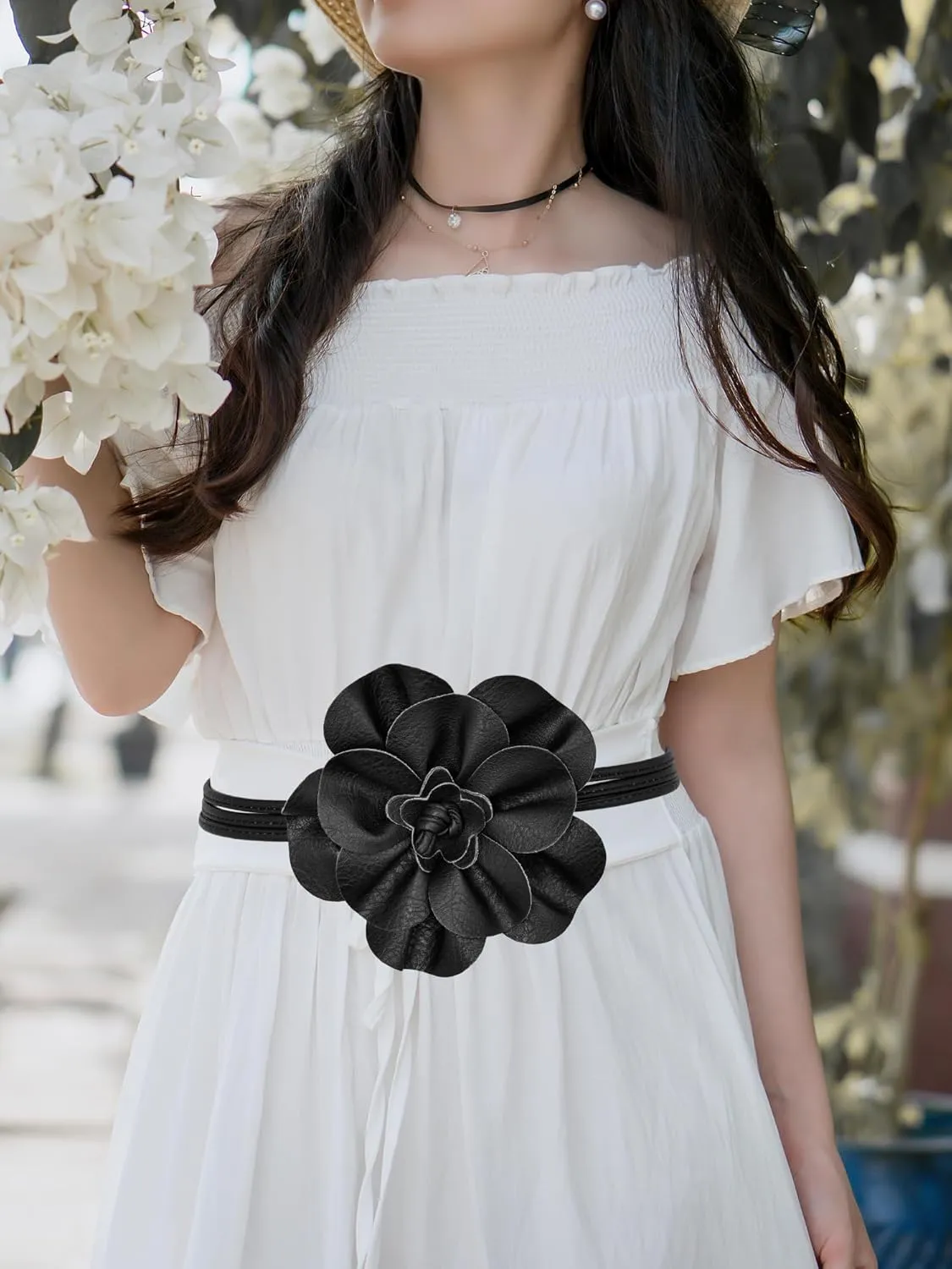 TeeYee Women Girls Big Decor Flower Waist Chain/Rope/Belt For Wedding Dress Female Waistband Skinny Belt