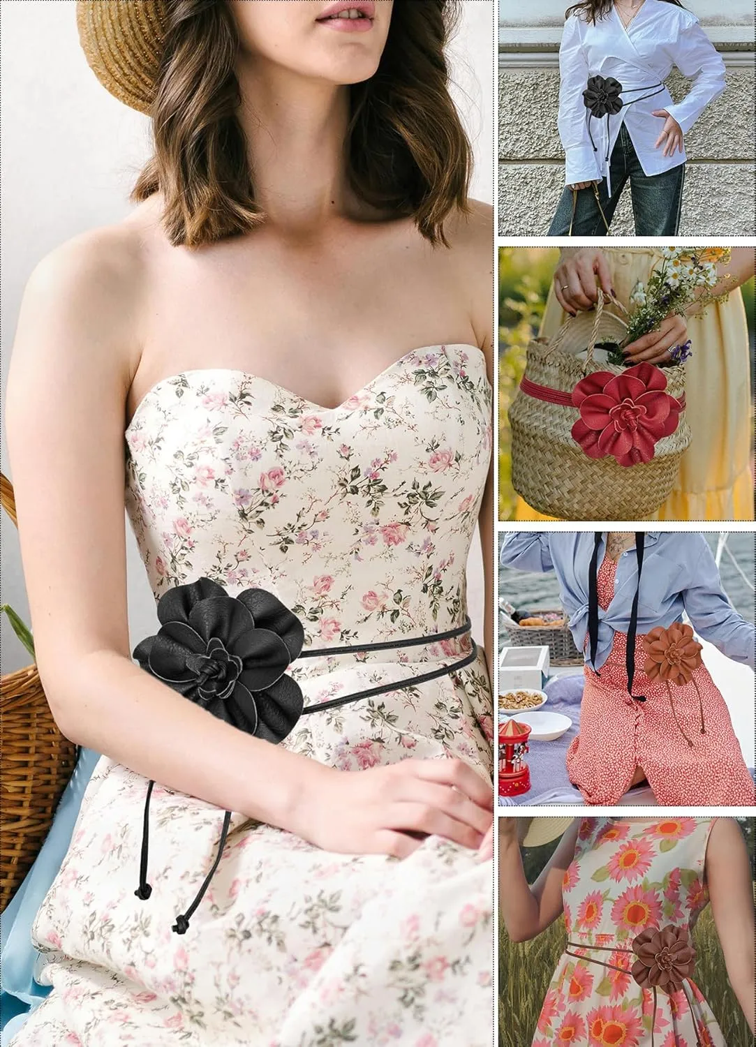 TeeYee Women Girls Big Decor Flower Waist Chain/Rope/Belt For Wedding Dress Female Waistband Skinny Belt