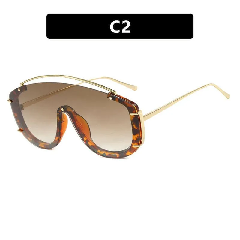 Trendy Large Frame Sunglasses with a Metallic High-end Feel