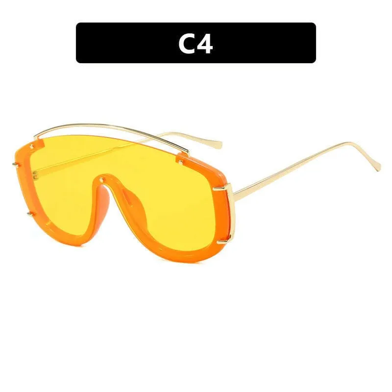Trendy Large Frame Sunglasses with a Metallic High-end Feel