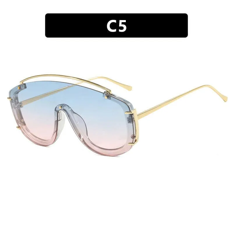 Trendy Large Frame Sunglasses with a Metallic High-end Feel