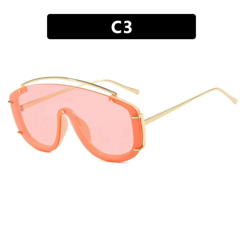Trendy Large Frame Sunglasses with a Metallic High-end Feel