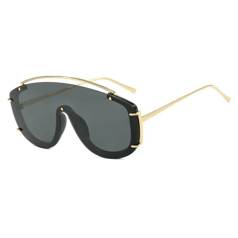 Trendy Large Frame Sunglasses with a Metallic High-end Feel
