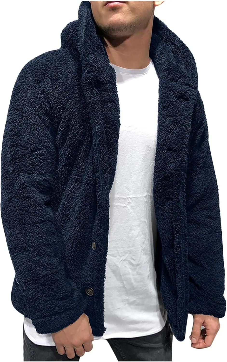 tuduoms Mens Winter Coat Fuzzy Sherpa Hoodie Sweatshirt Long Sleeve Full Zip Fleece Soft Jackets Winter Hooded Parka Outwear