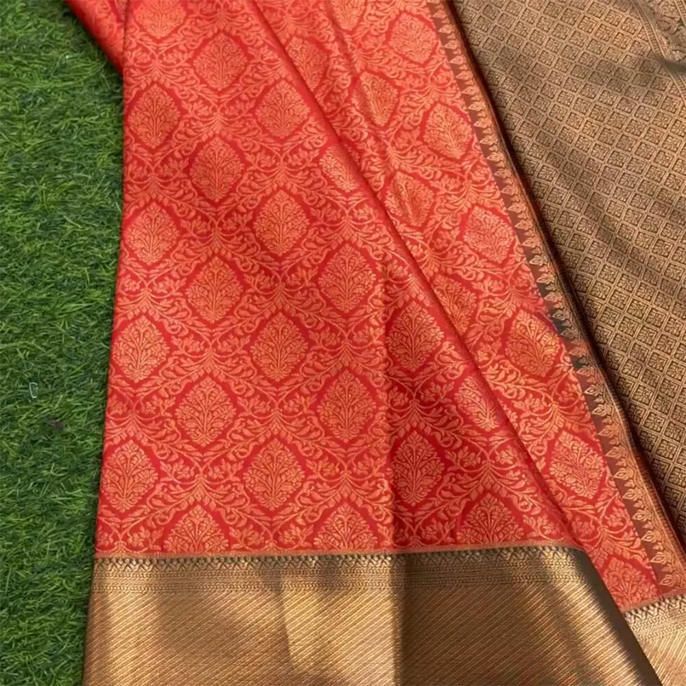 Vivacious Orange Soft Silk Saree With Enthralling Blouse Piece