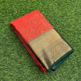 Vivacious Orange Soft Silk Saree With Enthralling Blouse Piece