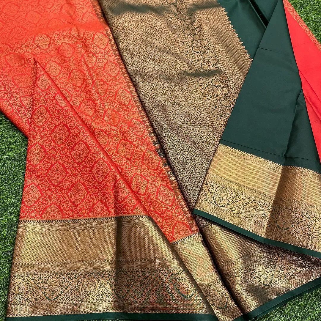 Vivacious Orange Soft Silk Saree With Enthralling Blouse Piece