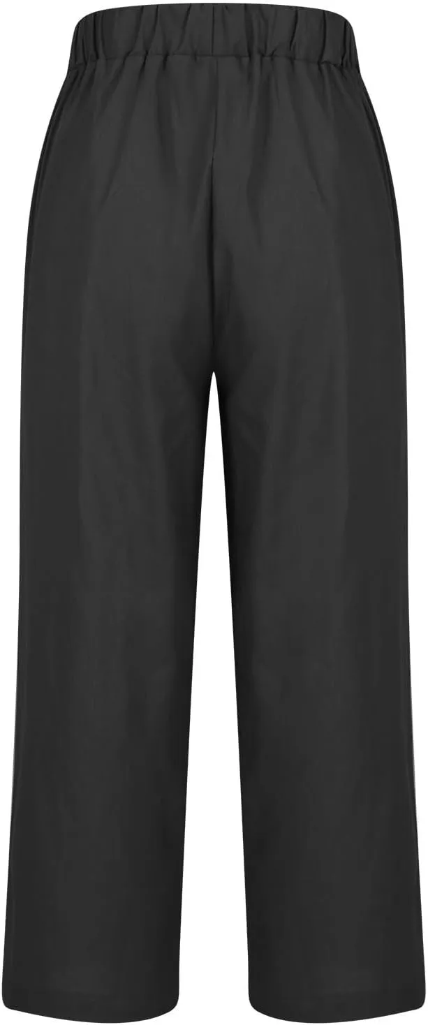 Women Cotton Linen Lounge Pants Comfy Elastic Waist Summer Beach Vacation Slacks 2025 Stylish Casual Trousers