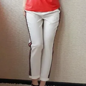 Women's Autumn Casual Striped Elastic Waist Pants
