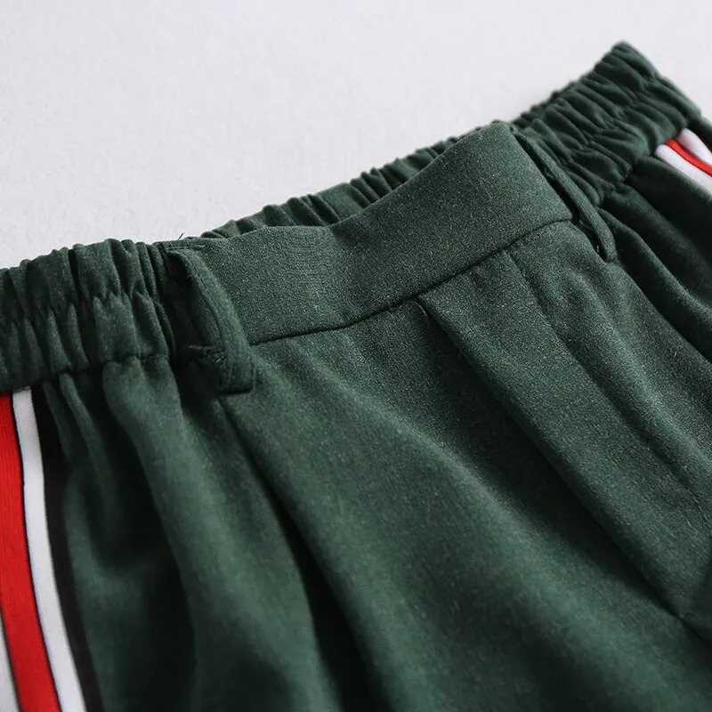 Women's Autumn Casual Striped Elastic Waist Pants