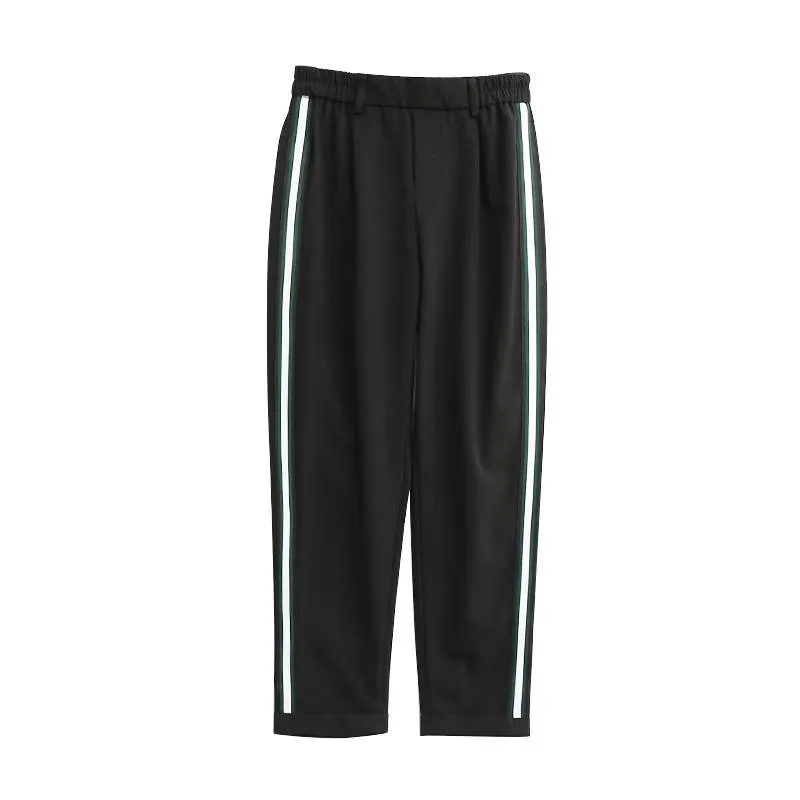 Women's Autumn Casual Striped Elastic Waist Pants