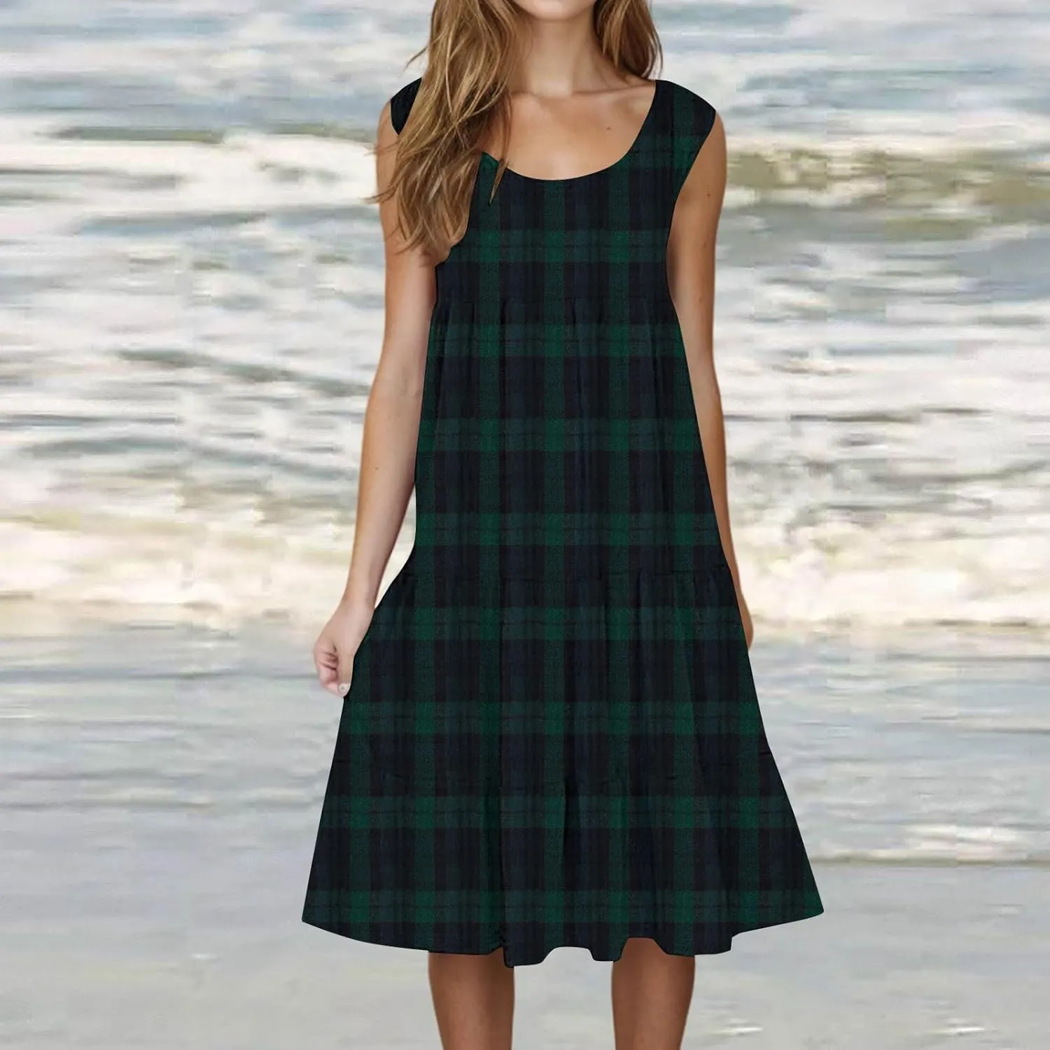 Womens Linen Dress Summer Dresses for Women Plus Size Beach Dress Casual Sundresses Sexy Sleeveless Dress Flowy Midi