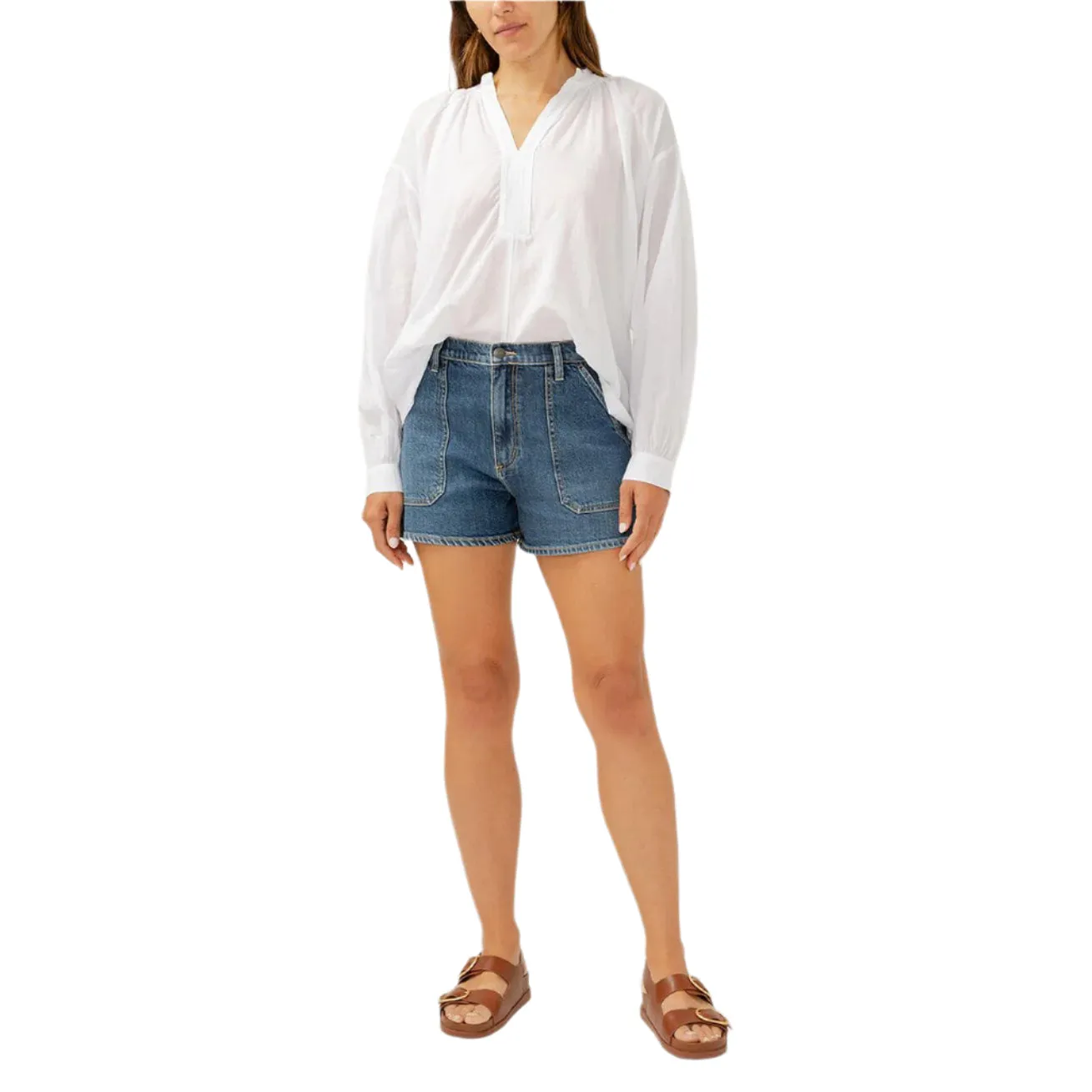 Women's Silver High Rise Utility Shorts L28545ADM392