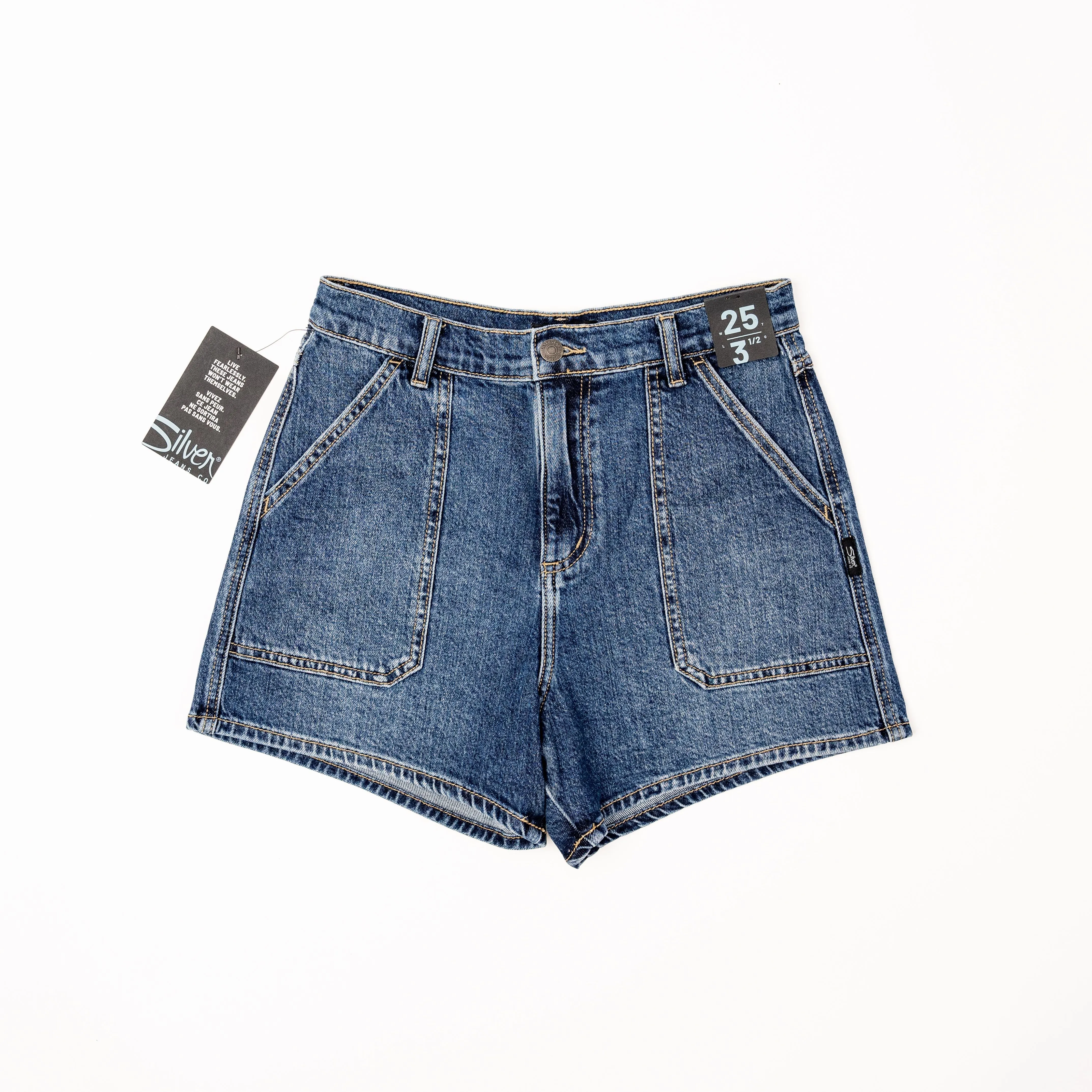 Women's Silver High Rise Utility Shorts L28545ADM392