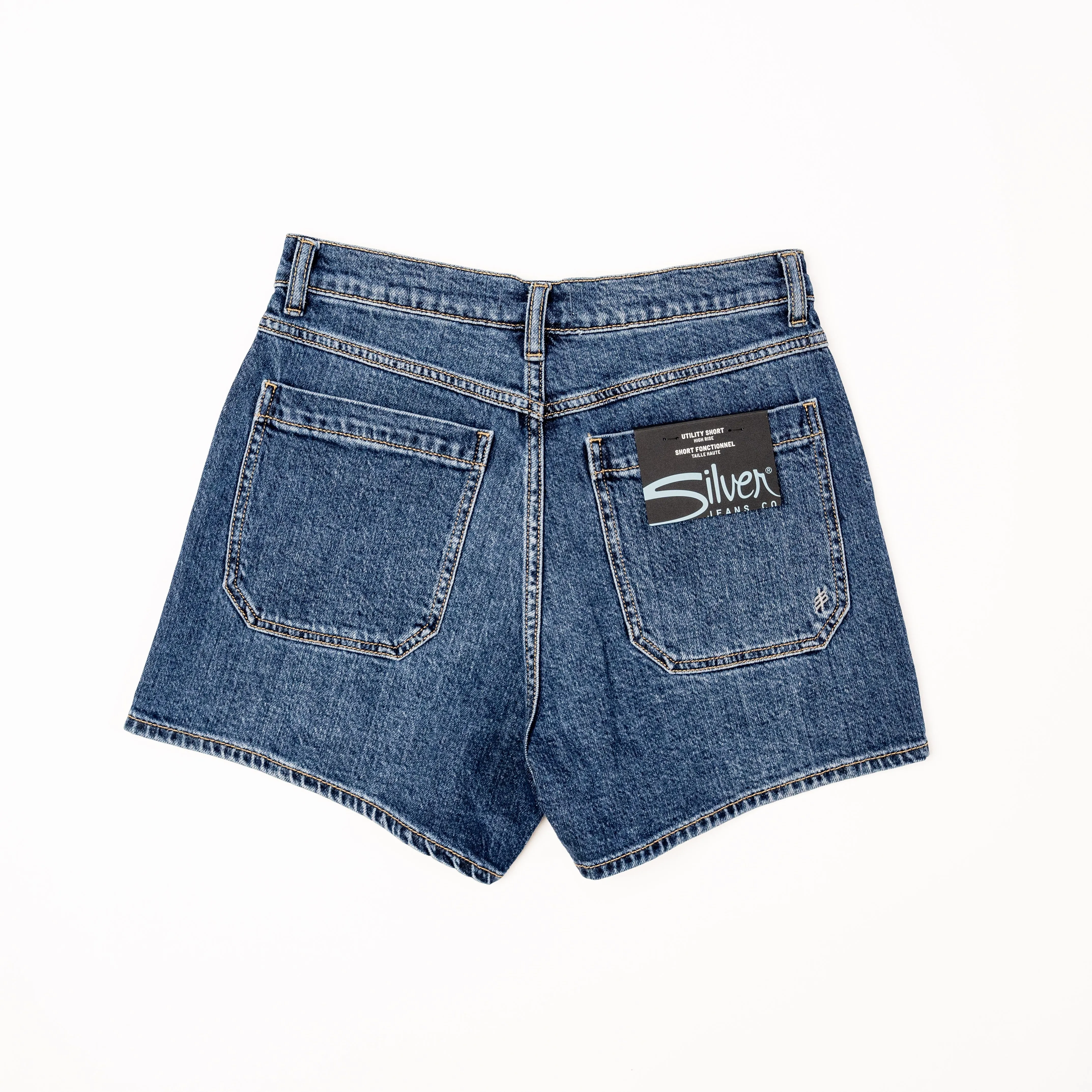 Women's Silver High Rise Utility Shorts L28545ADM392
