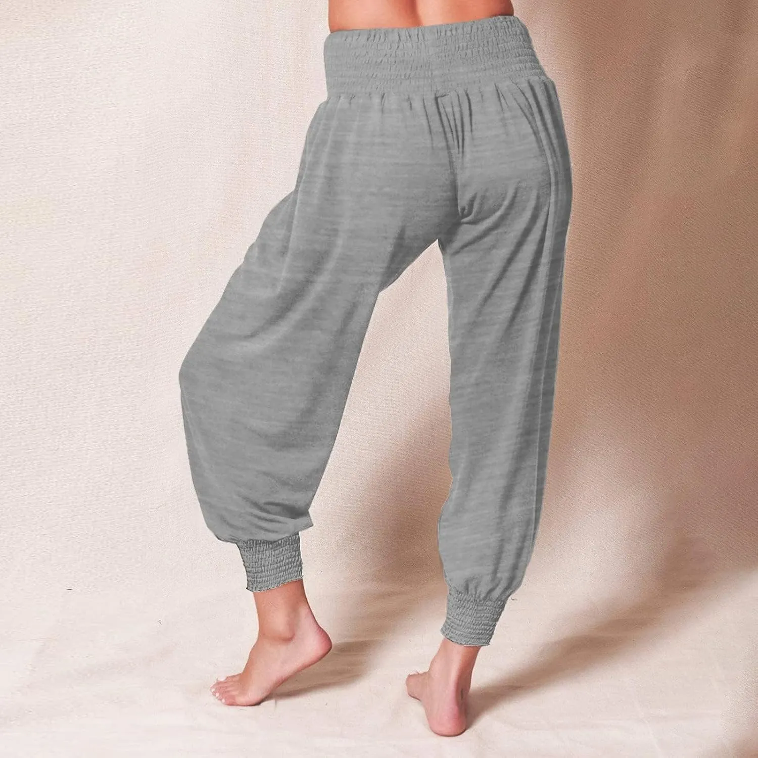 Womens Yoga Pants Comfortable Tapered Athletic Pant Harem Pant Elastic Waist Solid Color Loose Lounge Pants Trousers