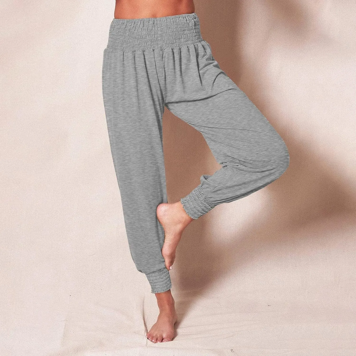 Womens Yoga Pants Comfortable Tapered Athletic Pant Harem Pant Elastic Waist Solid Color Loose Lounge Pants Trousers