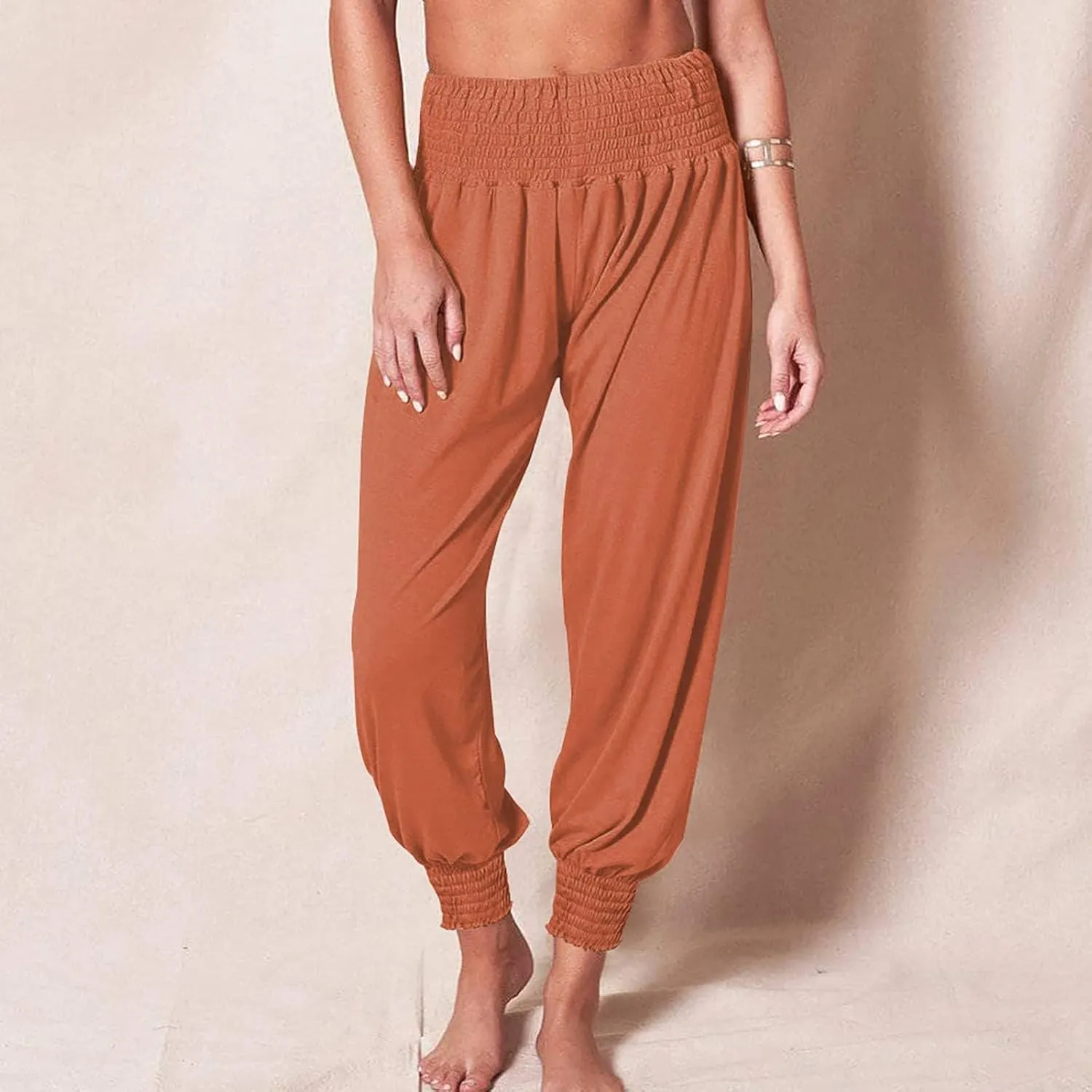 Womens Yoga Pants Comfortable Tapered Athletic Pant Harem Pant Elastic Waist Solid Color Loose Lounge Pants Trousers