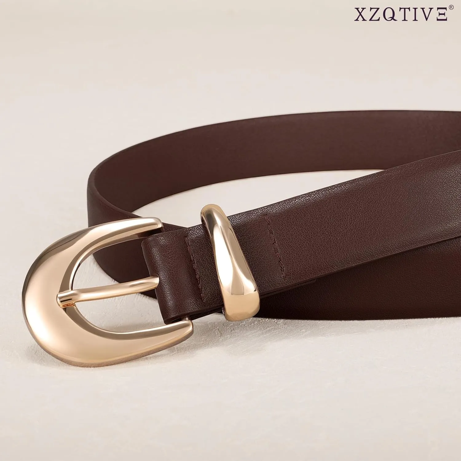 XZQTIVE Women Leather Belt for Jeans Pants Ladies Fashion Skinny belt with Gold Silver Buckle